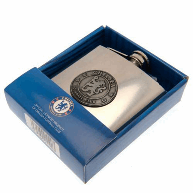 CFC  6OZ HIP FLASK WITH ANTIQUE EMBLEM