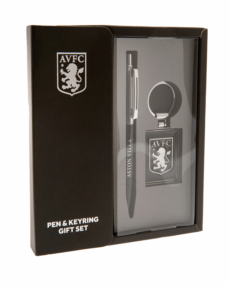 Aston Villa Pen Keyring Set Blk Chrome