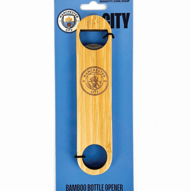 Man City Bamboo Bar Style Bottle Opener