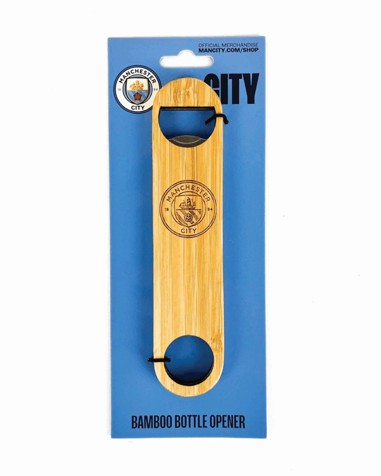 Man City Bamboo Bar Style Bottle Opener
