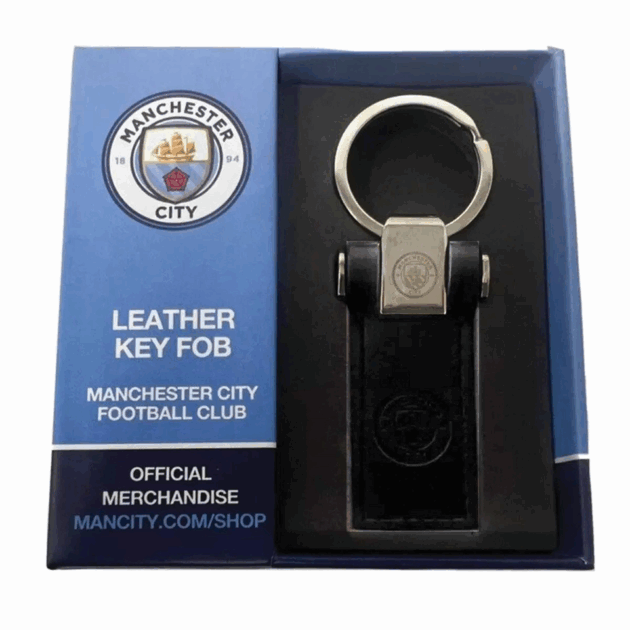 Man City Leather Boxed Key Ring