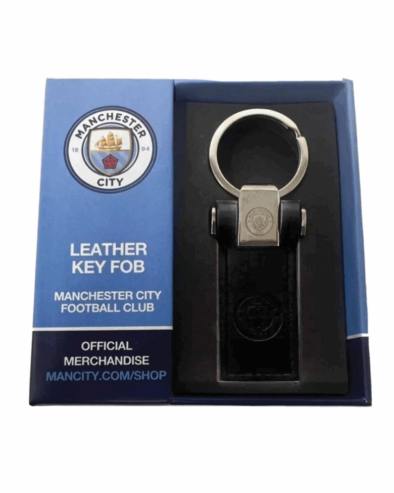 Man City Leather Boxed Key Ring